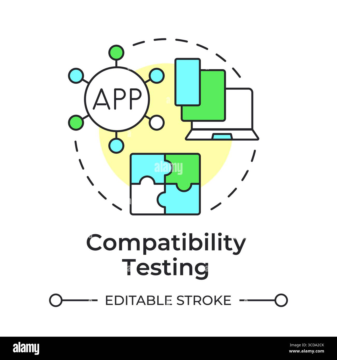 Compatibility testing multi color concept icon Stock Vector