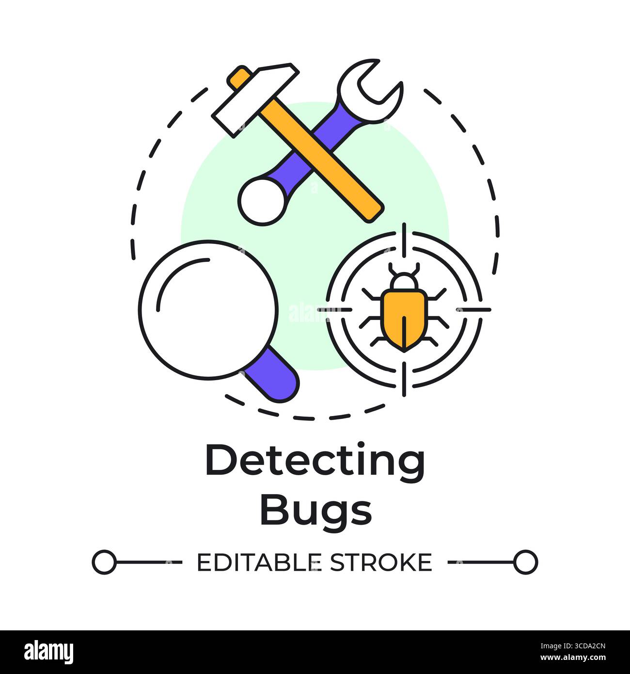 Detecting bugs multi color concept icon Stock Vector