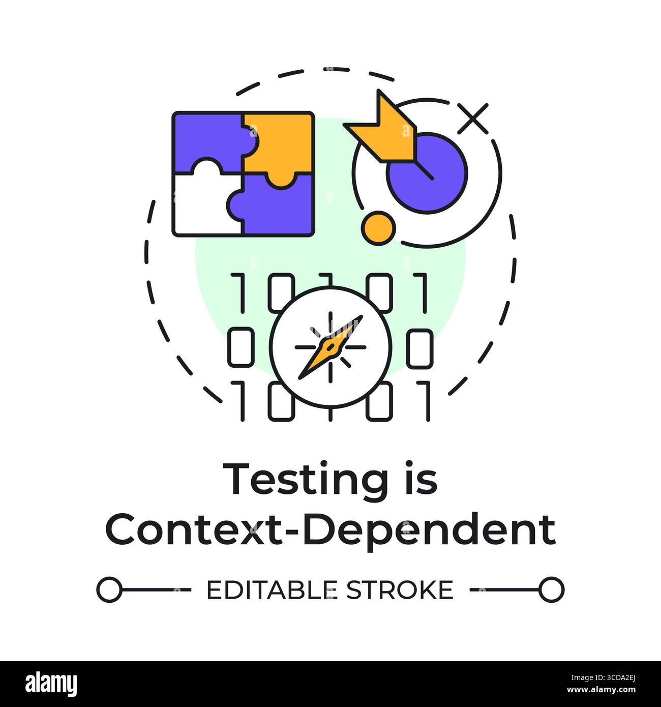 Testing is context-dependent multi color concept icon Stock Vector