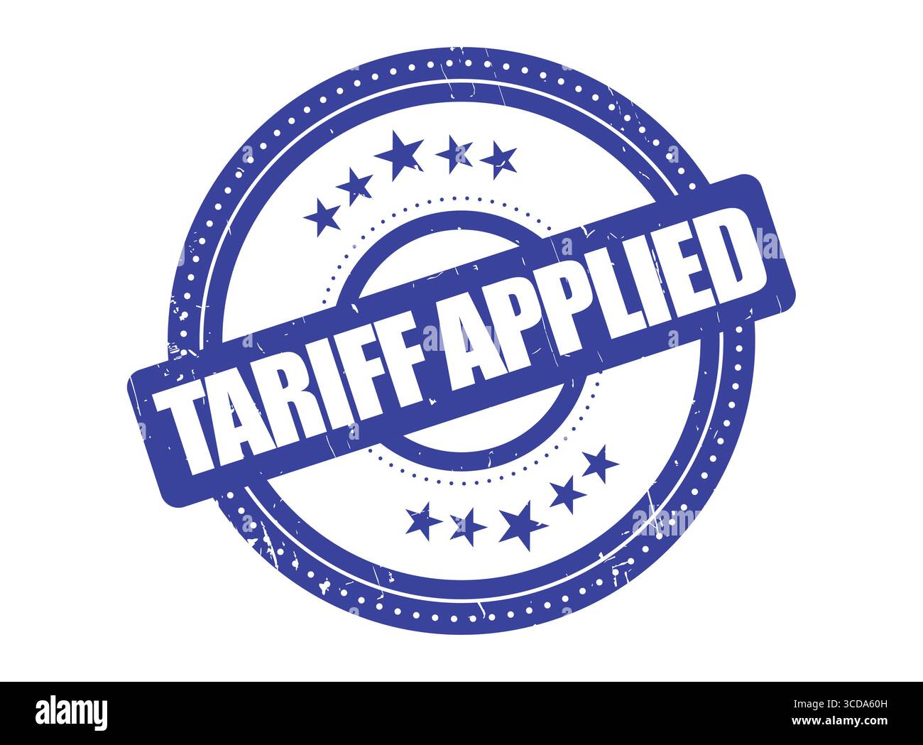 A Tariff Applied Rubber Stamp Seal with a Dotted Circle Stock Vector