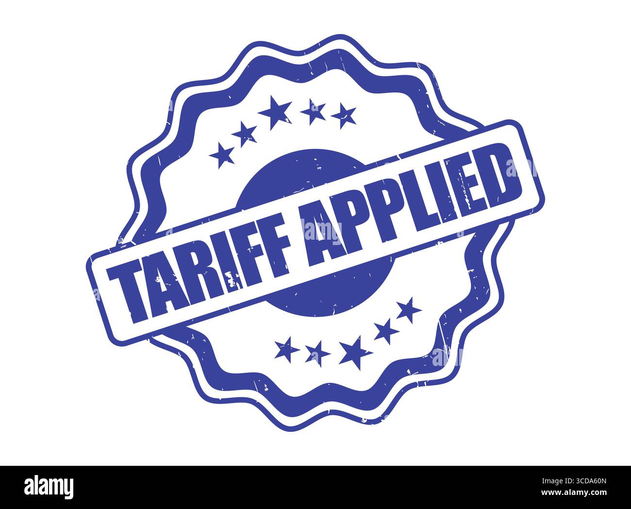 A Tariff Applied Rubber Stamp Seal with a Decorative Border Stock Vector