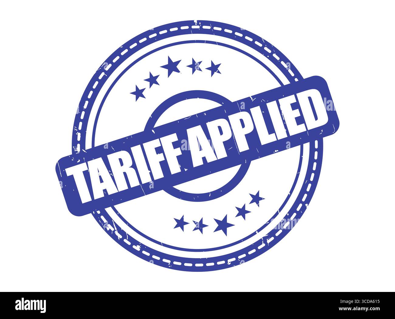 A Tariff Applied Rubber Stamp Seal with a Star Border Stock Vector