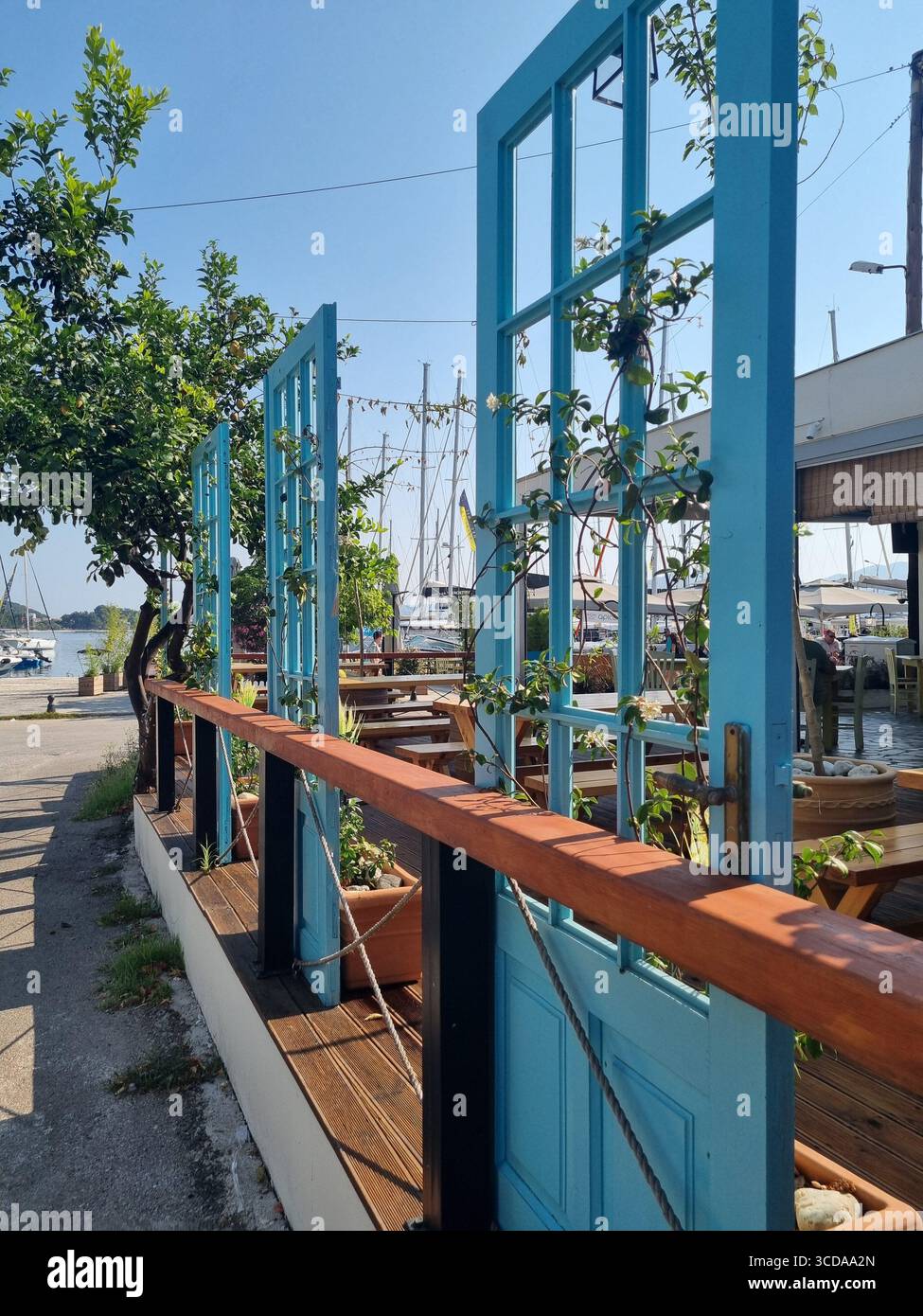 recycled turquoise doors - Smartphone Captured Stock Image