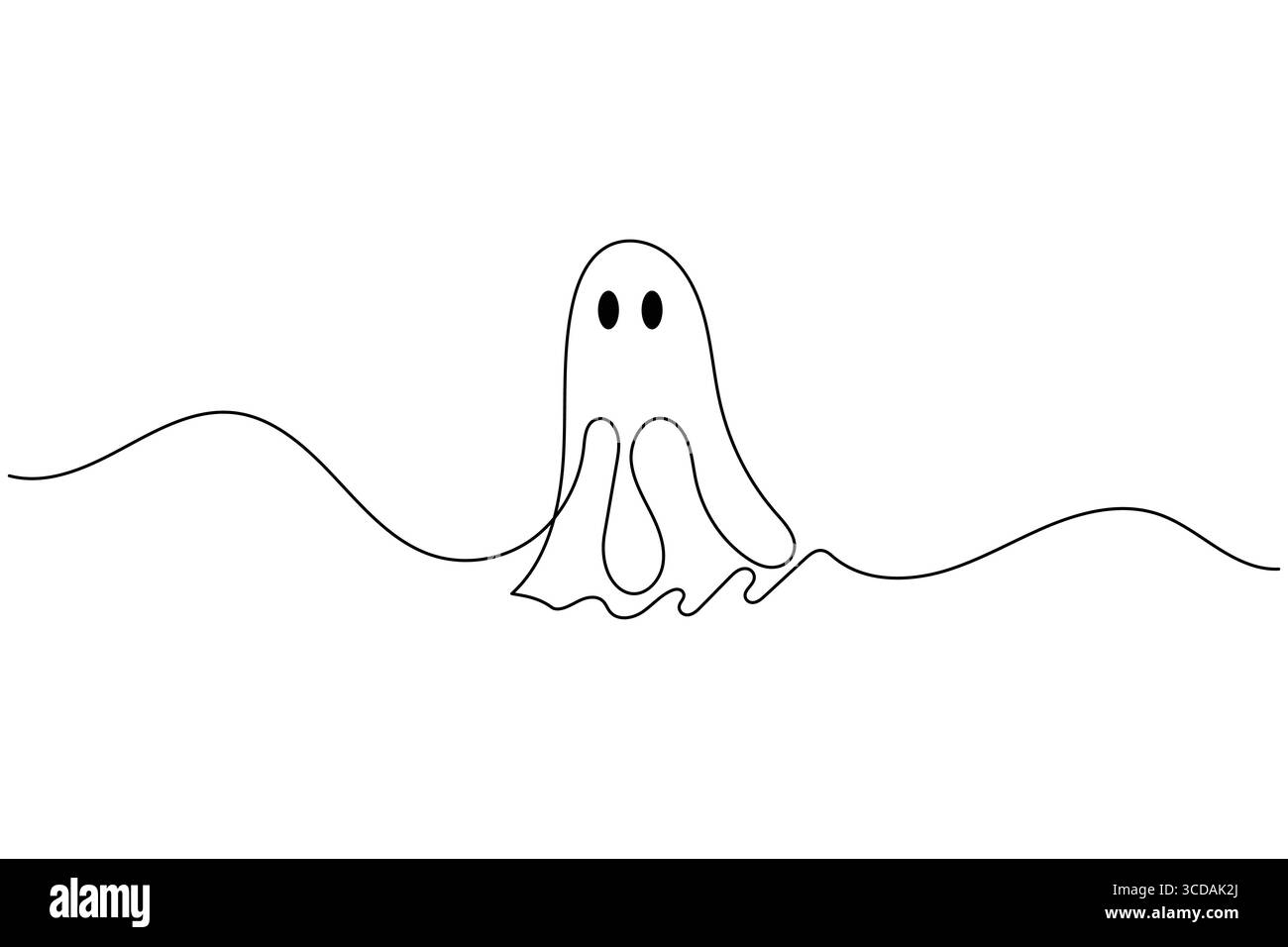 Halloween ghost continuous one line drawing minimalist isolate outline vector illustration white background Stock Vector