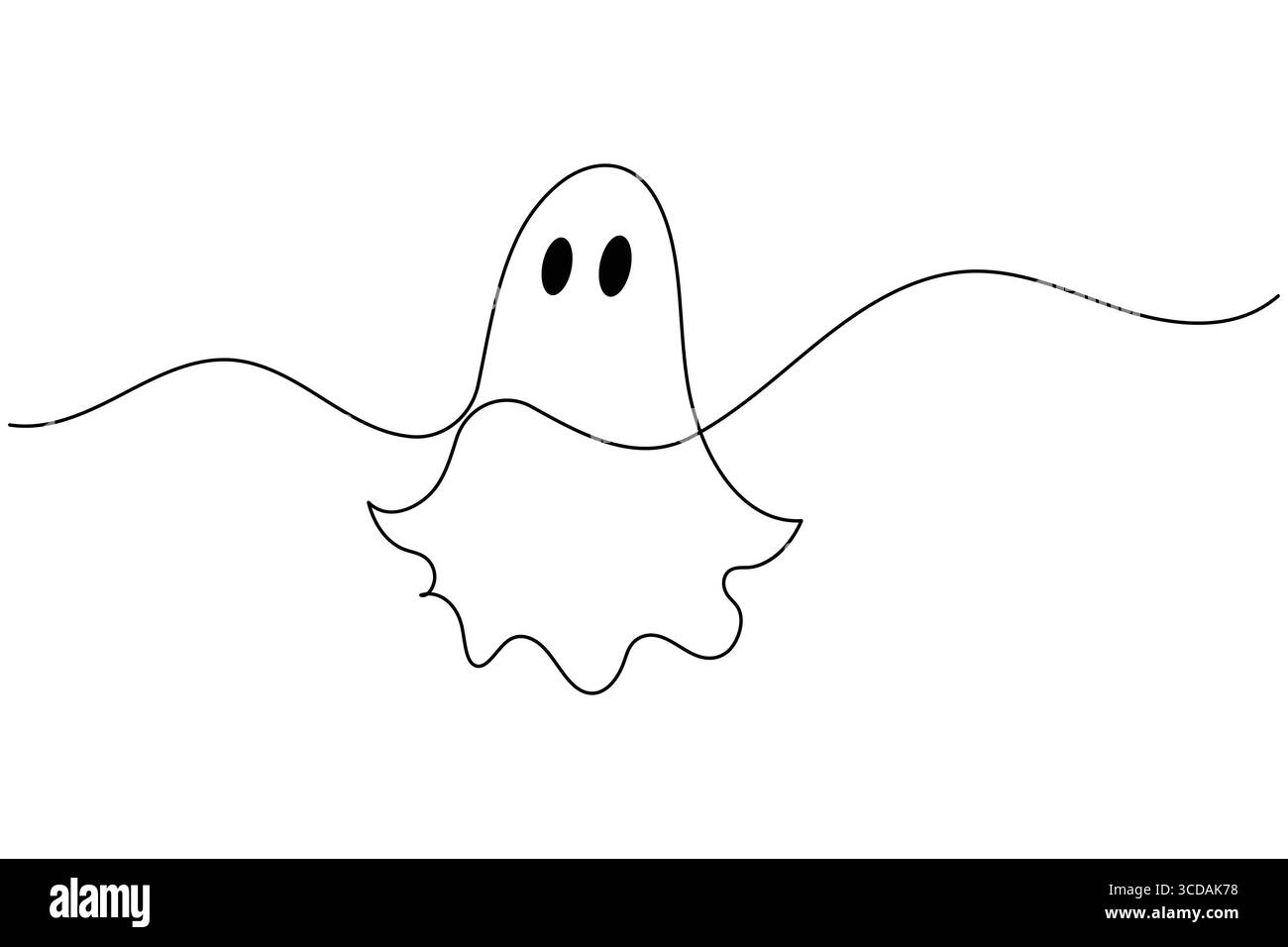 Halloween ghost continuous one line drawing minimalist isolate outline vector illustration white background Stock Vector
