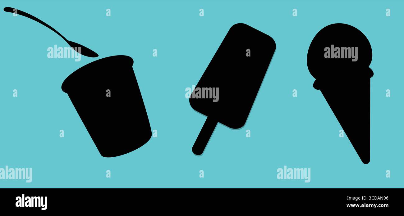 Silhouettes of three types of ice cream Stock Vector Image & Art - Alamy