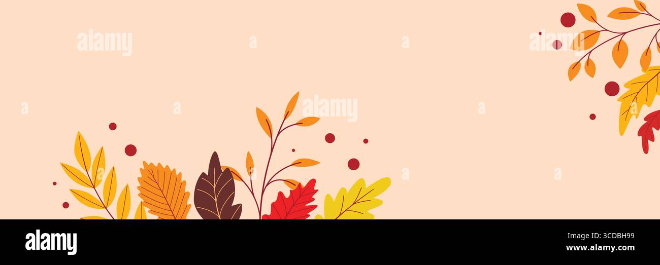 Autumn cozy atmospheric template decorated with colorful leaves ...