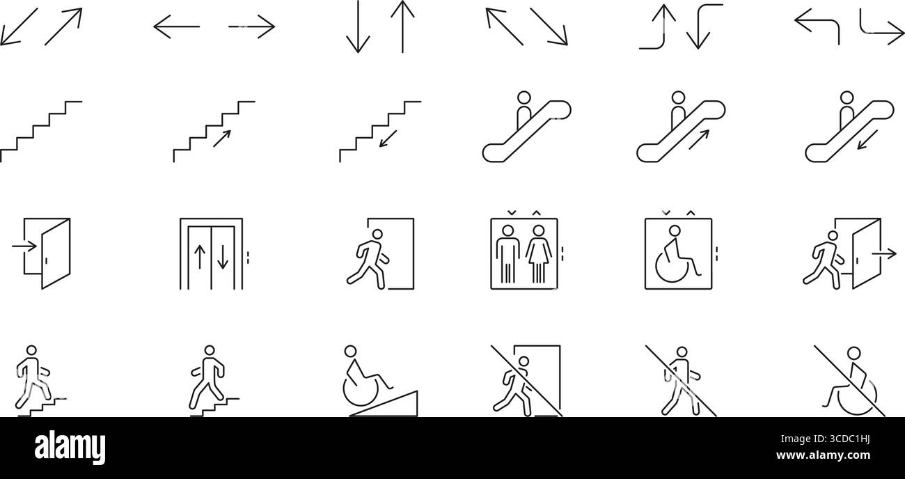Directional And Accessibility Icons Set. Navigation, Movement and ...