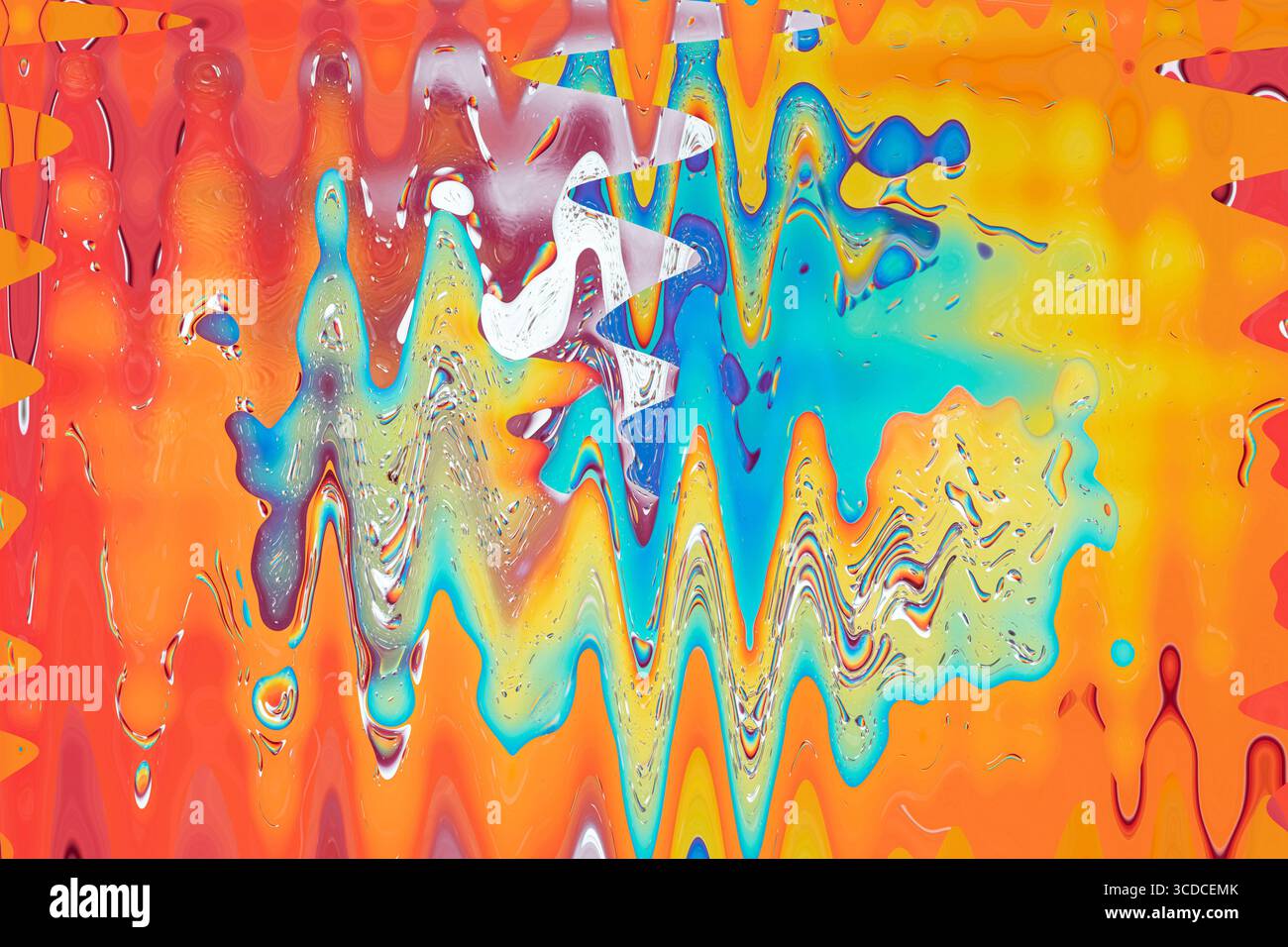 Rainbow abstract background and psychedelic pattern. Fantasy colorful curls. Stock Photo