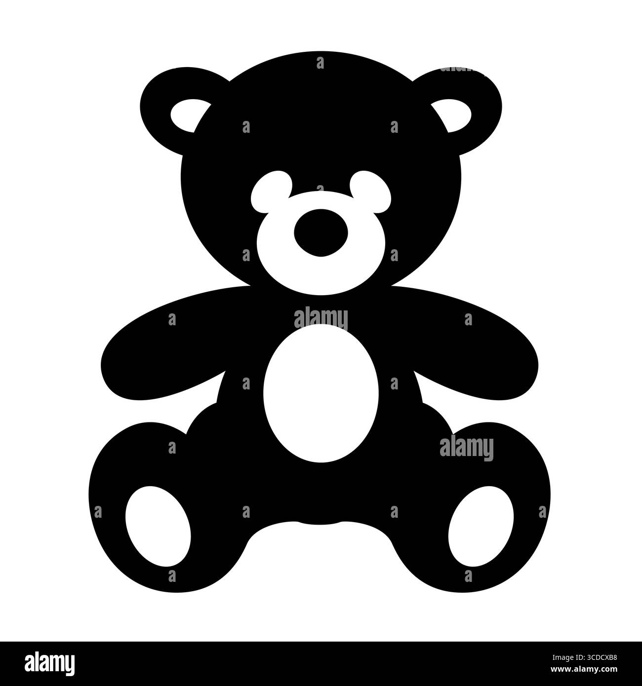 teddy bear, simple black and white vector illustration Stock Vector ...