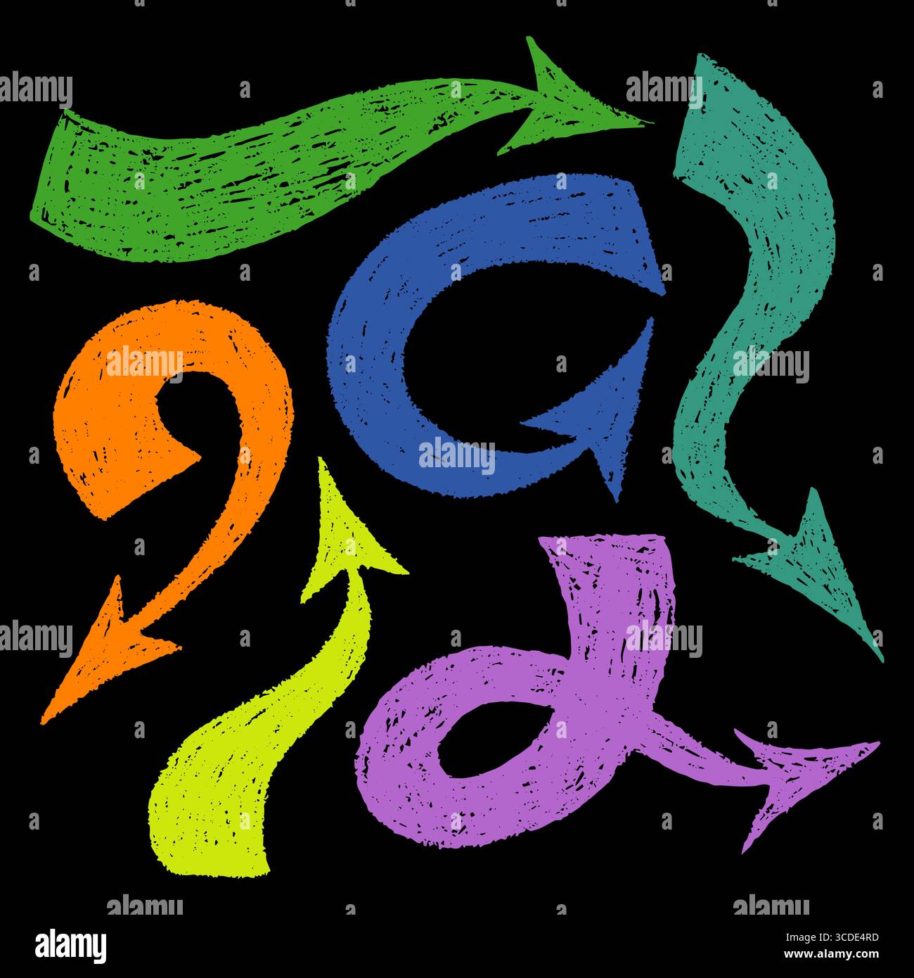Collection of hand drawn thick arrows with crayon, pastel or chalk ...