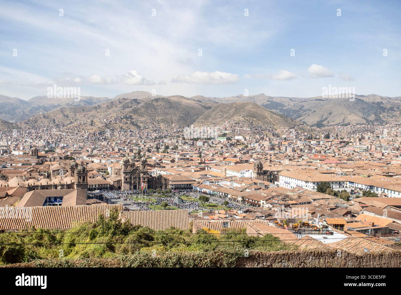 Looking down on the city of Cusco in Peru, South America. Stock Photo