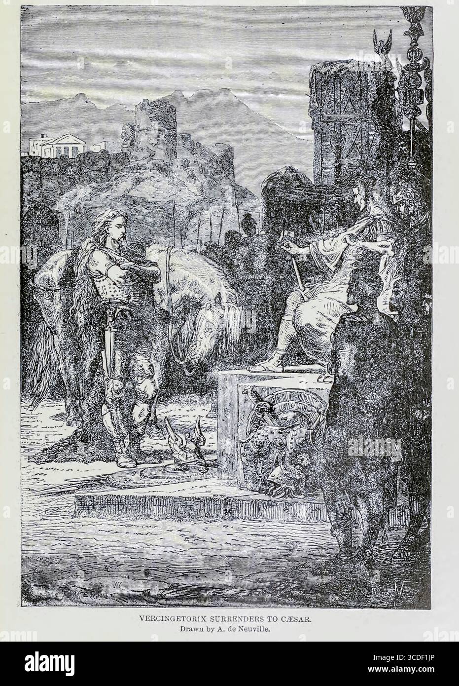 Vercingetorix surrenders to Caesar a Gallic king and chieftain of the ...