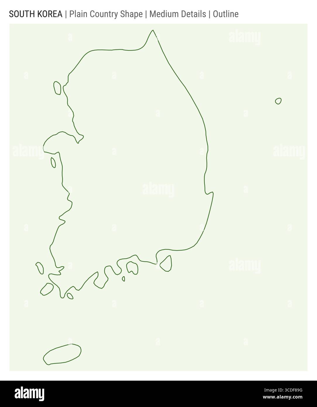 South Korea plain country map. Medium details. Outline style. Shape of ...