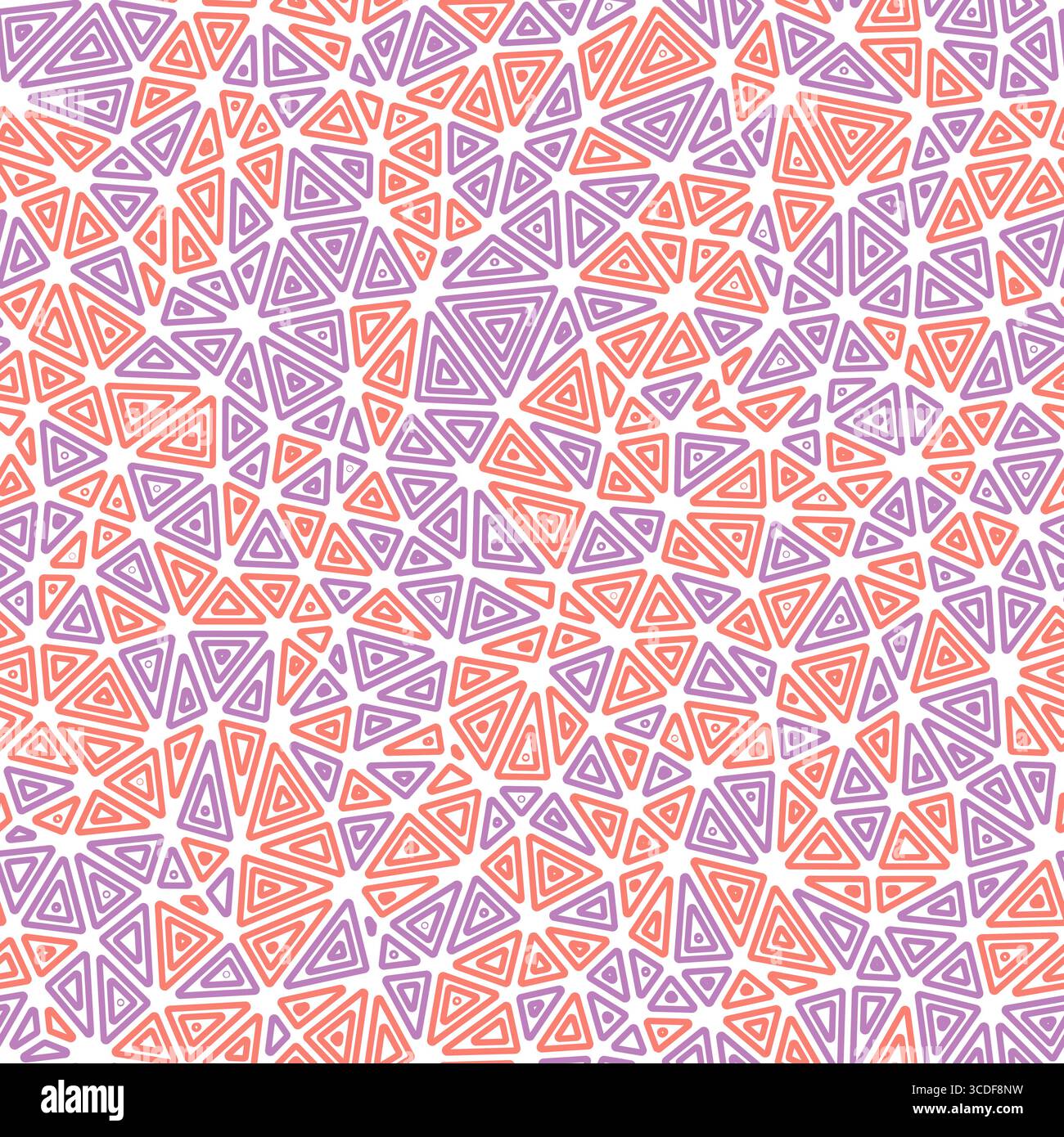 Triangles pattern geometric design. Compact shape size. Multiple repeated inner triangles. Multiple colors style. Repeatable pattern. Stock Vector