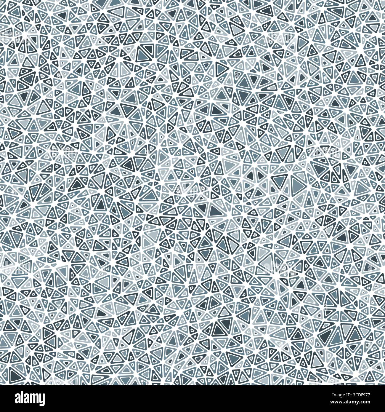 Triangles pattern geometric design. Rounded solid shapes in frames. Small triangles size. Monotone colored style. Repeatable pattern. Stock Vector