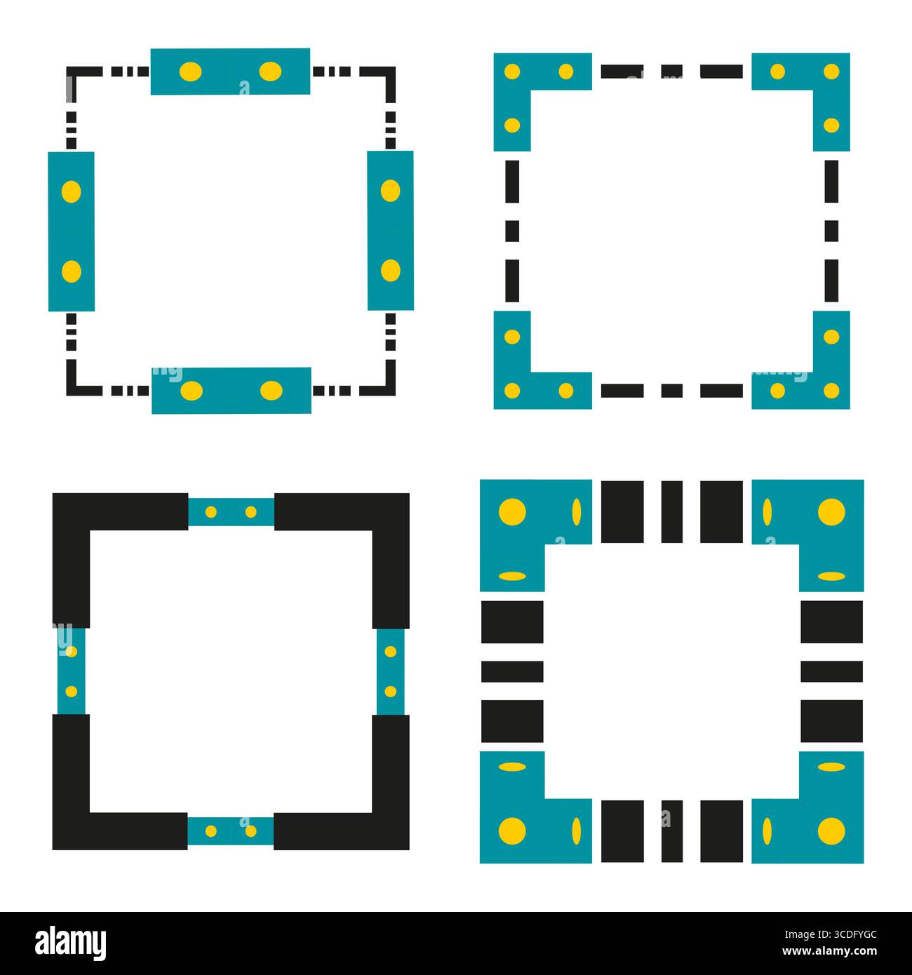 Square frame icon. Triangular border ornament. Decorative vector shape. Sharp corner pattern. Stock Vector