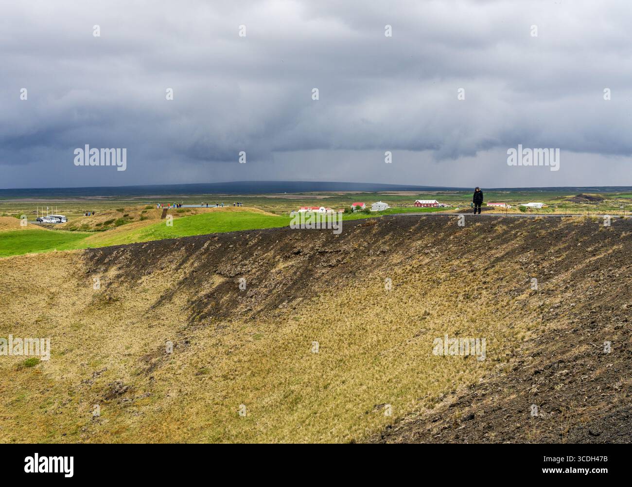 Explore the stunning landscapes of Lake Myvatn and its unique pseudo-craters in Iceland's Myvatn Nature Reserve Stock Photo