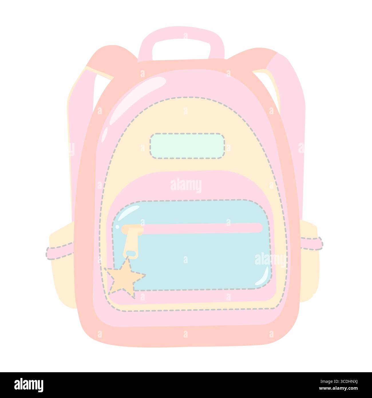 Pastel backpack with star charm and front pocket Stock Vector