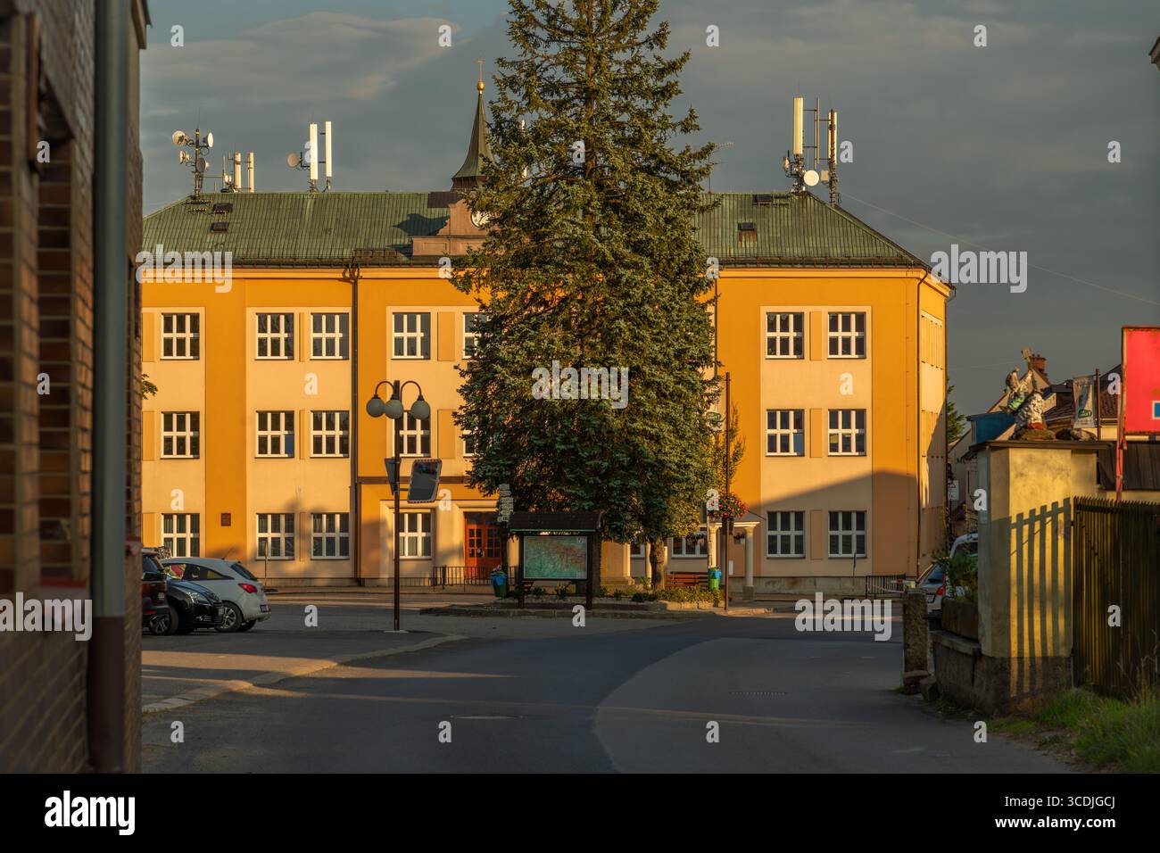 Reconstruction of streets in summer hot evening in Vysoke nad Jizerou CZ 08 09 2025 Stock Photo