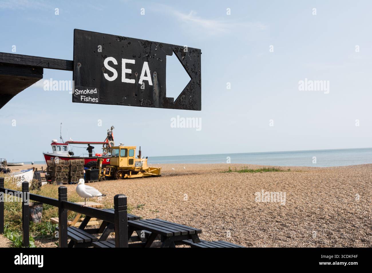 Fishing boats and lobster pots on Aldeburgh beach, a coastal town and civil parish in East Suffolk, England, UK Stock Photo
