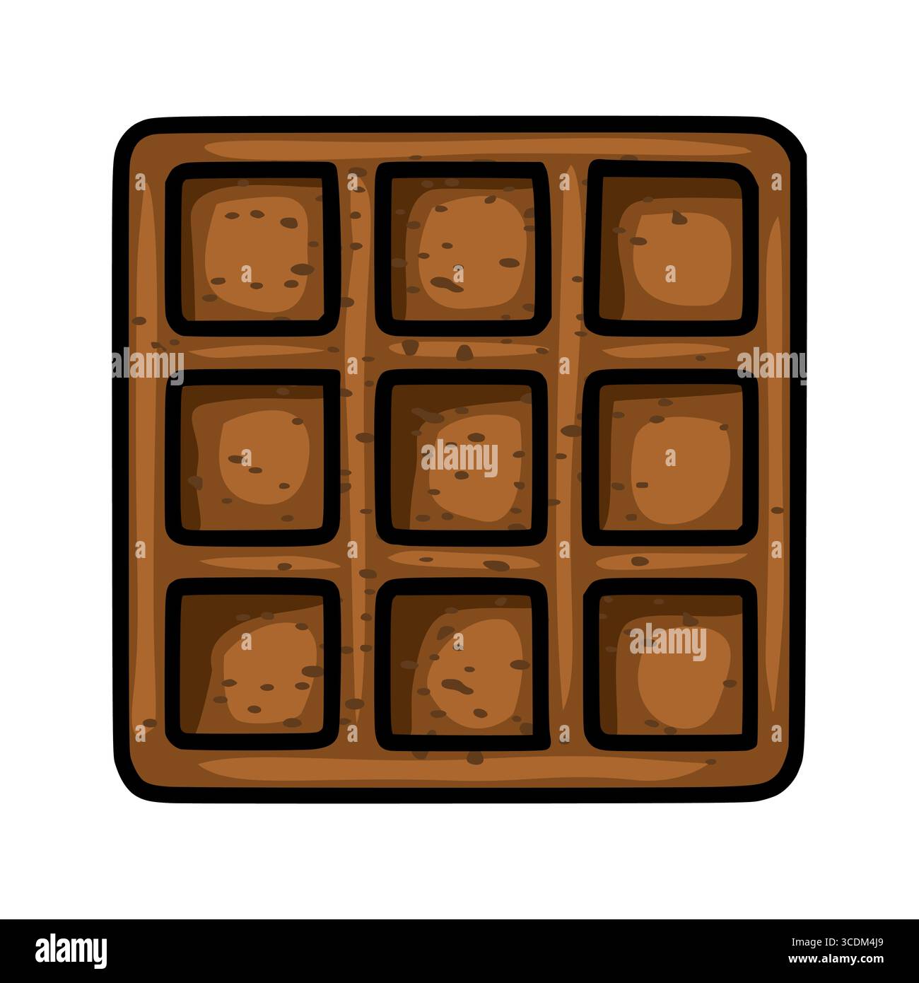 A whimsical vector illustration of a single square waffle, featuring a ...