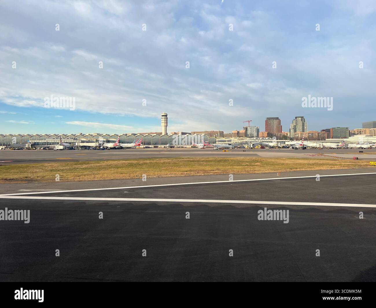 On the tarmac at Ronald Reagan Washington National Airport in Arlington, VA Stock Photo