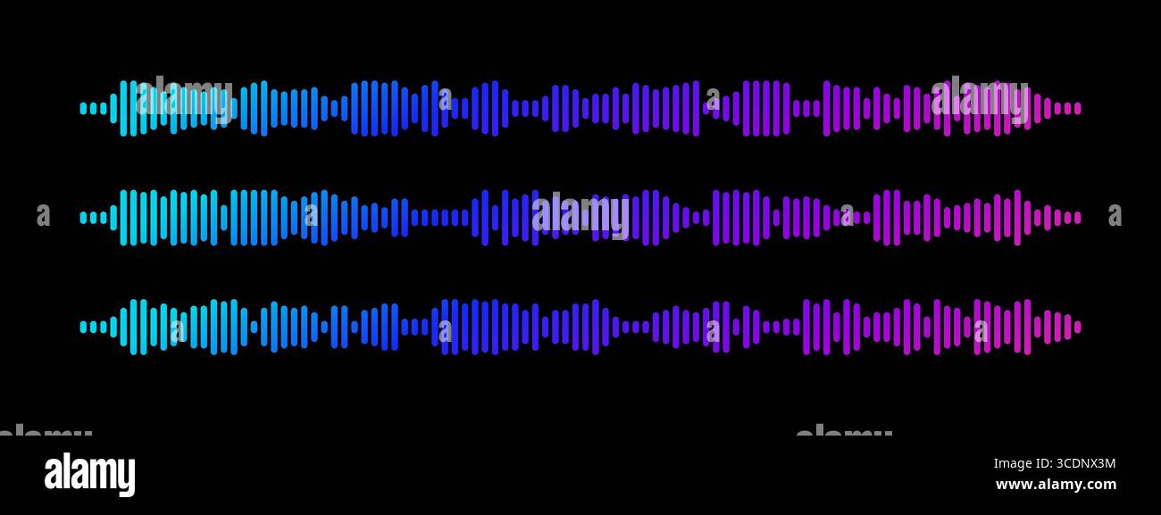 Podcast sound wave visualization with neon gradient waveform for digital audio streaming and broadcasting. Stock Vector