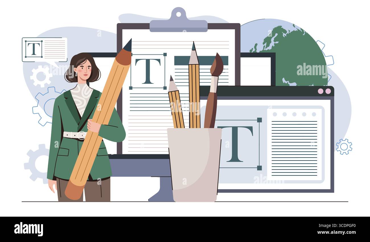 Content Editor Design Creative content editor with design tools. Vector illustration Stock ...