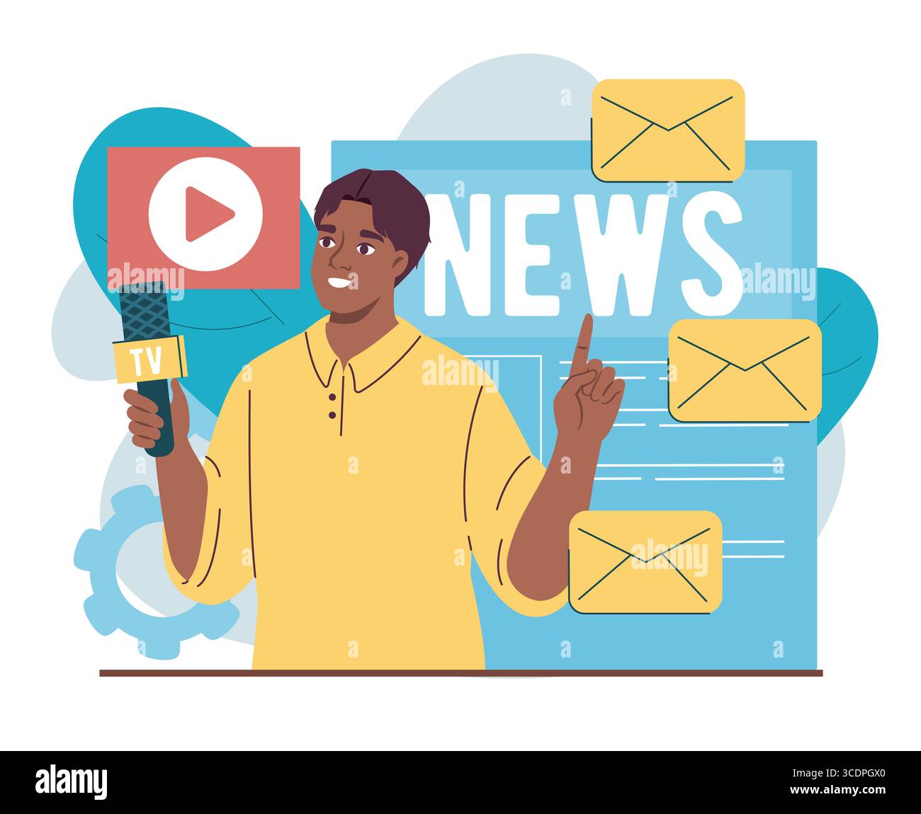 Reposter Image News reporter holding microphone illustration. Vector illustration ...