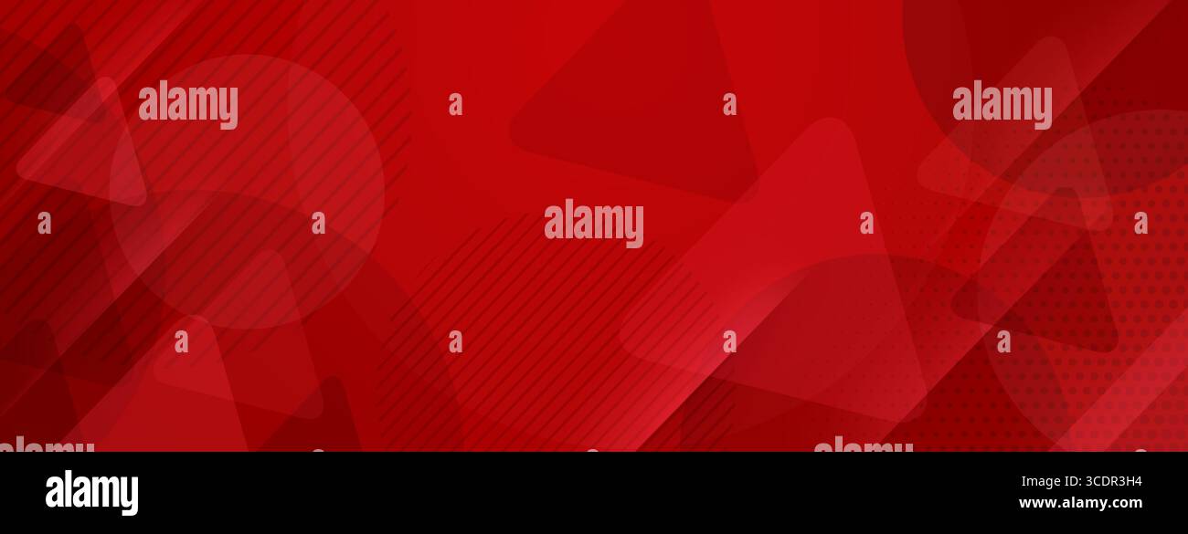 Layered geometric shapes create a dynamic red abstract background with varied textures and patterns. Stock Vector