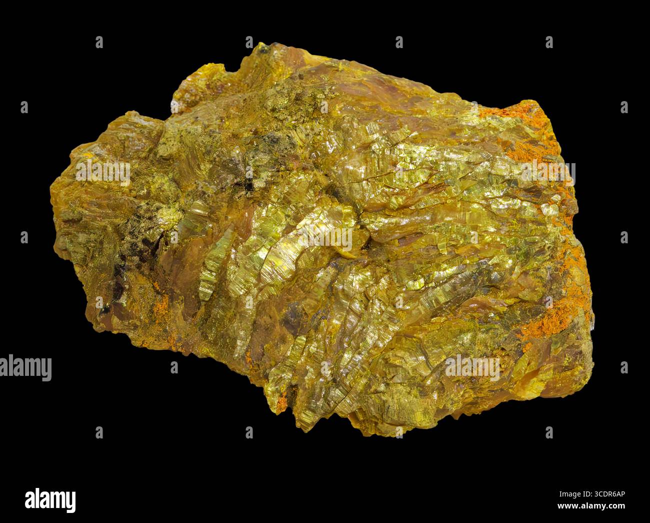 Orpiment (As₂S₃), bright yellow arsenic sulfide mineral, highly toxic Stock Photo