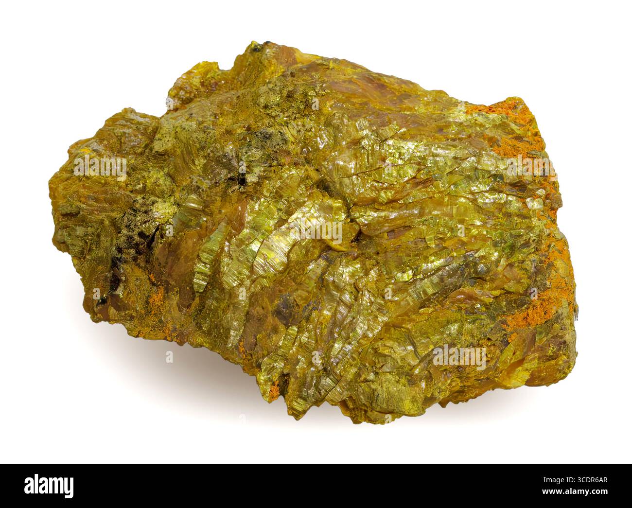 Orpiment (As₂S₃), bright yellow arsenic sulfide mineral, highly toxic Stock Photo