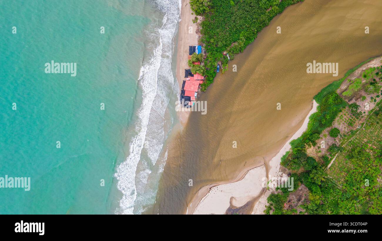 Stunning aerial perspective of Palomino Beach in La Guajira, Colombia ...