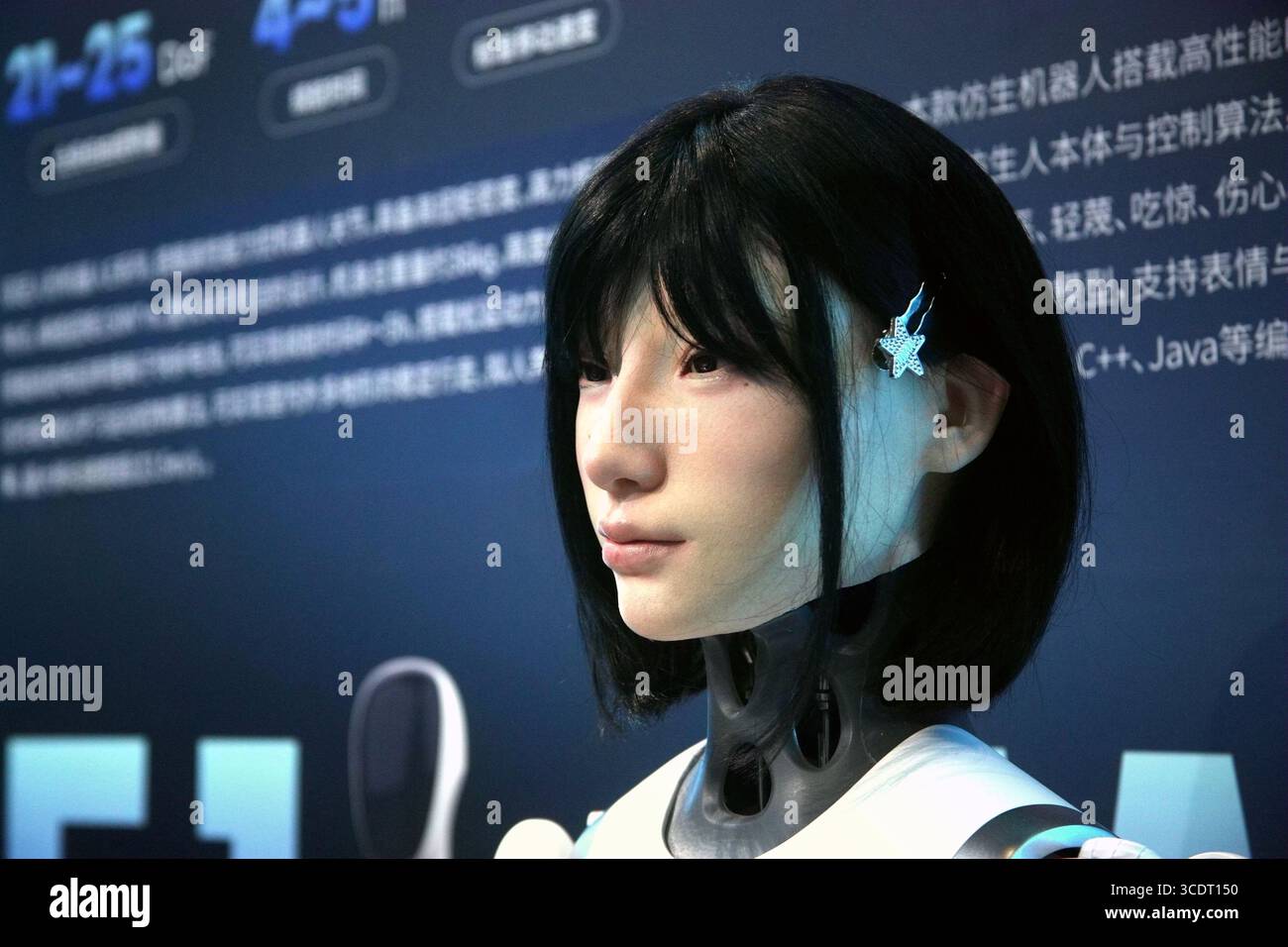 BEIJING, CHINA - AUGUST 12, 2025 - A bionic robot with a face similar ...