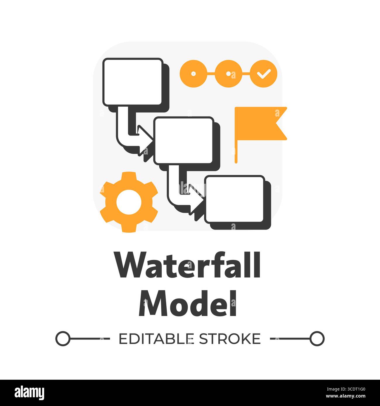 Waterfall model flat outline concept icon Stock Vector Image & Art - Alamy