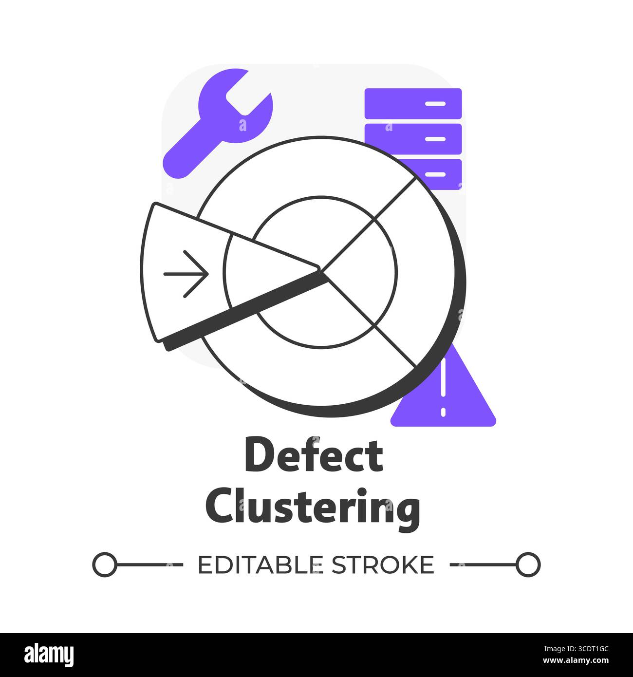 Defect clustering flat outline concept icon Stock Vector