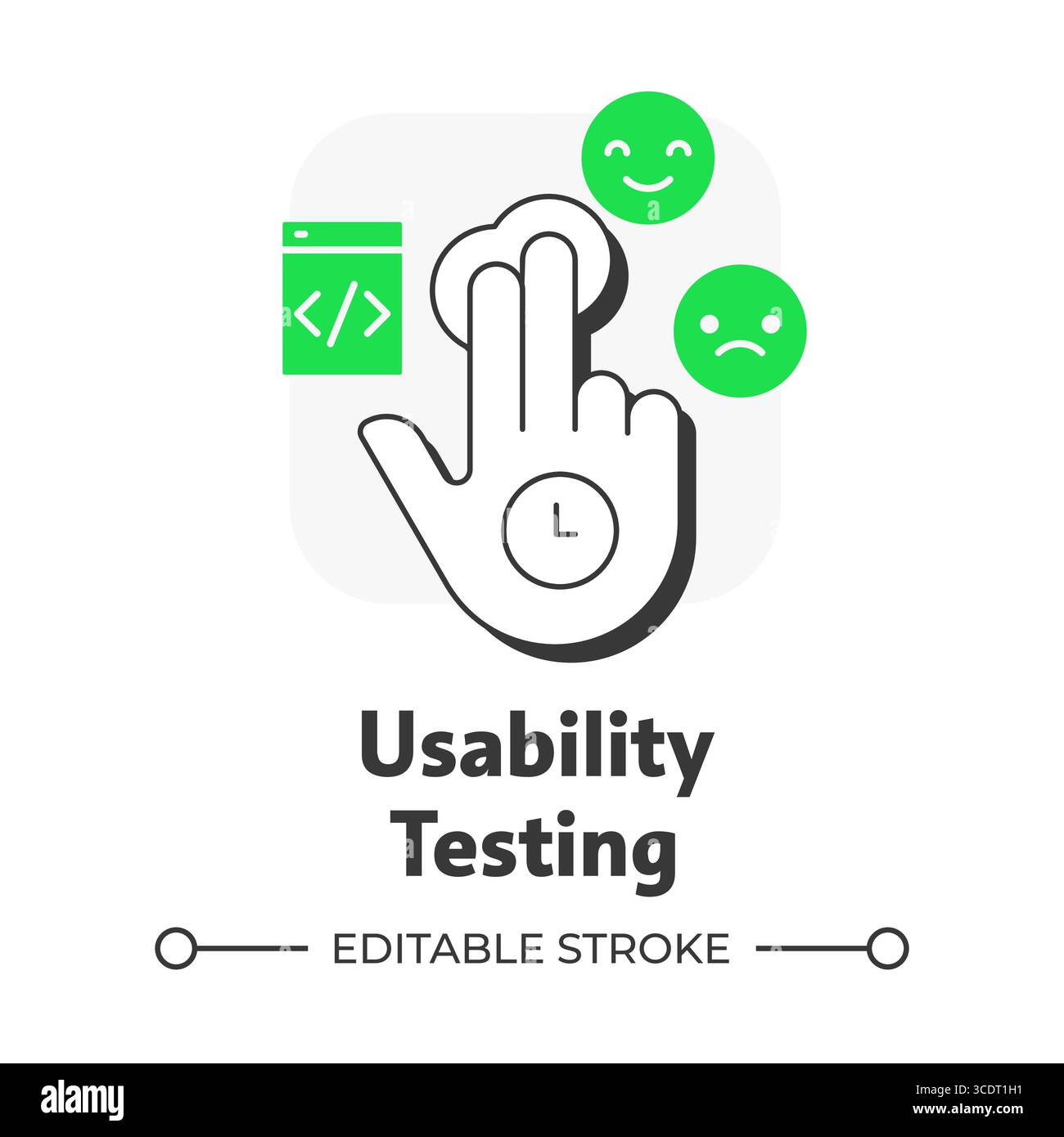 Usability testing flat outline concept icon Stock Vector
