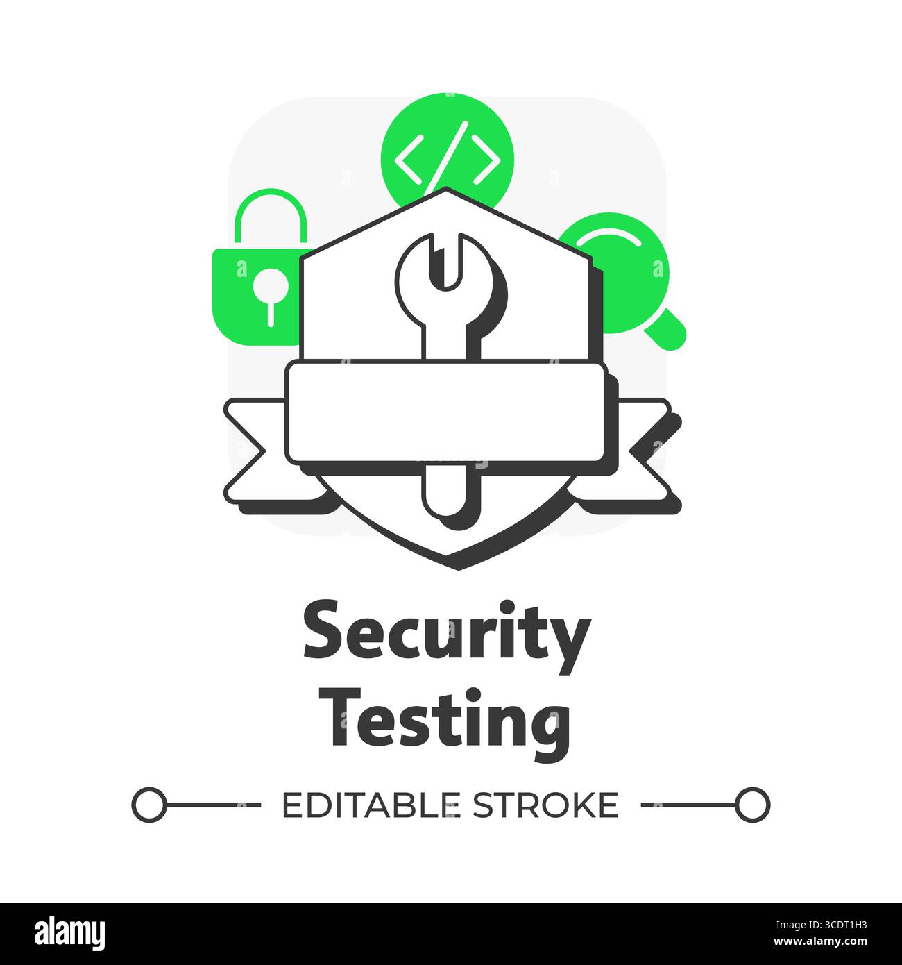 Security testing flat outline concept icon Stock Vector