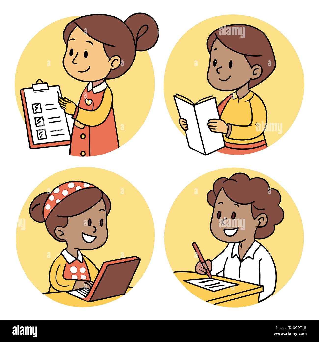 vector illustration of diverse women engaging in different professional activities and tasks Stock Vector