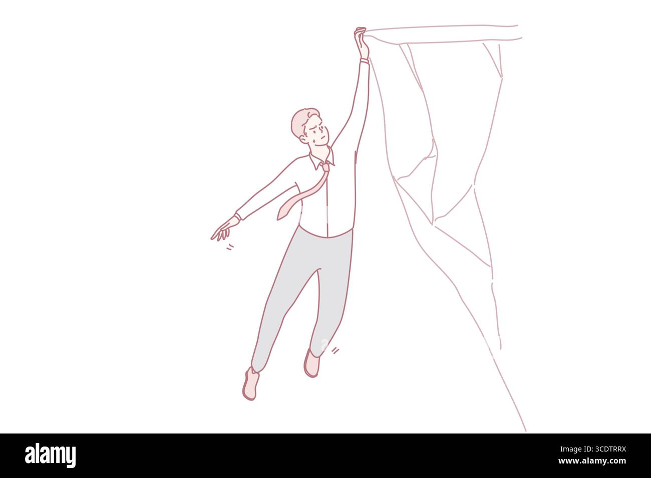 Business risk and crisis concept. Young businessman in tie hanging ...