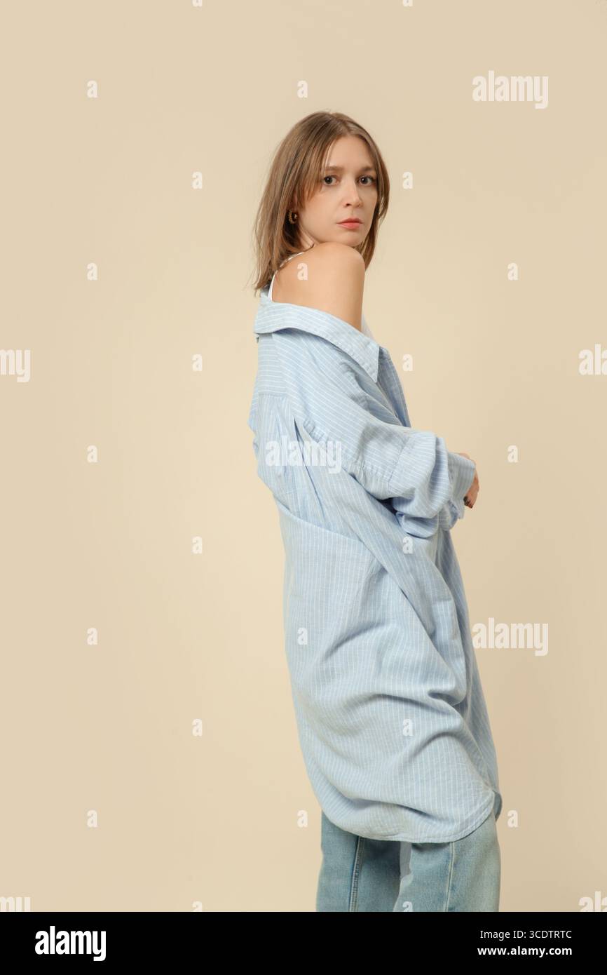 Beautiful woman in blue top hi-res stock photography and images - Alamy