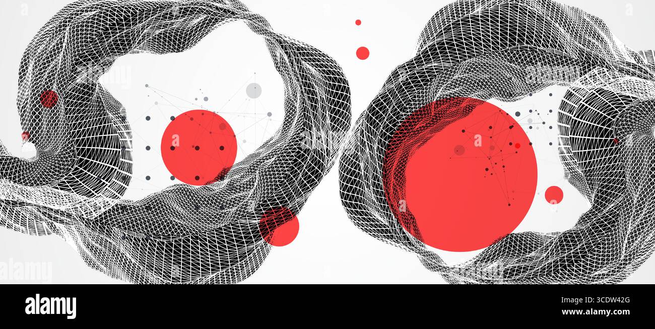 Abstract wireframe art background. Modern science or technology art. Surface illustration. Vector. Stock Vector