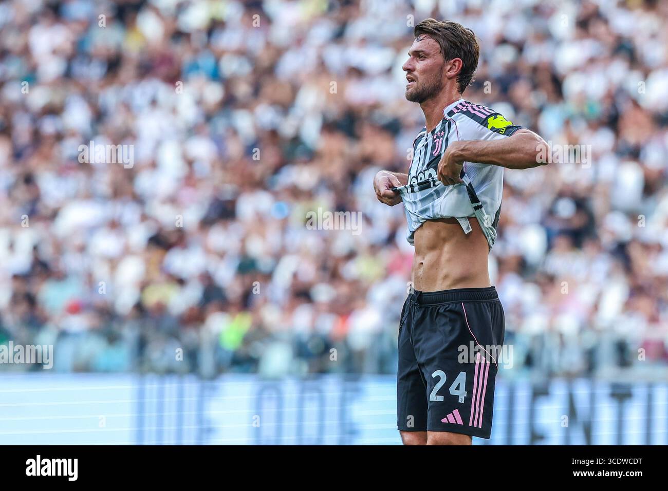 Daniele Rugani of Juventus FC reacts during pre-season friendly ...