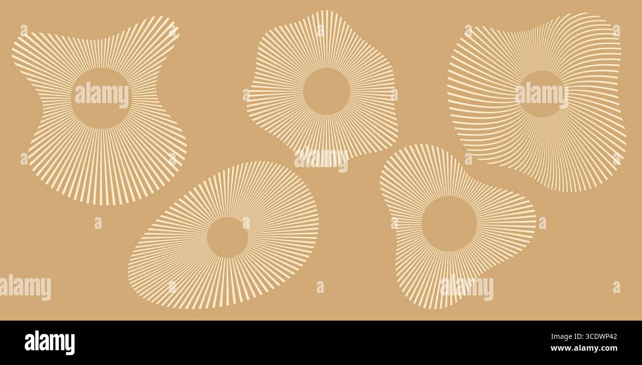 Circular ripple wave icons. Set of concentric broken line sound ...