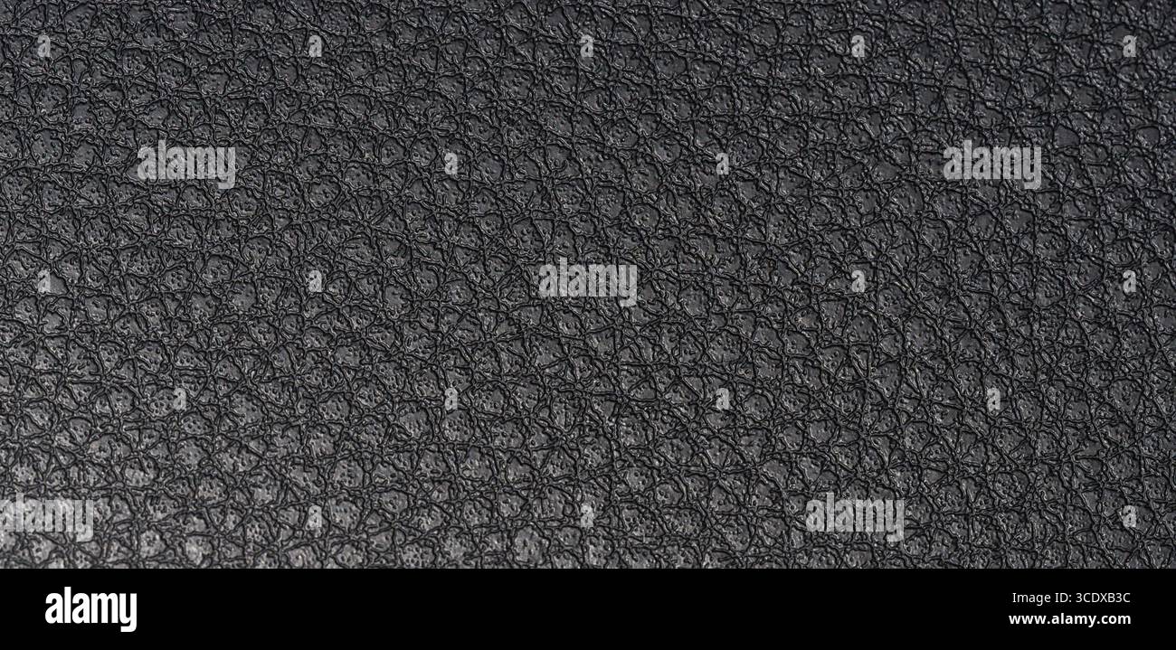 Black leather pattern texture background macro close up view Stock Photo