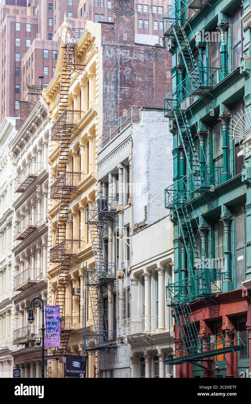 Cast iron buildings typical of the Soho district of New York Stock Photo