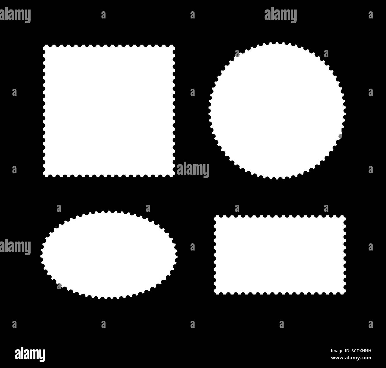 Postage stamp frames samples. Tags, boxes, sticker, labels, coupons ...