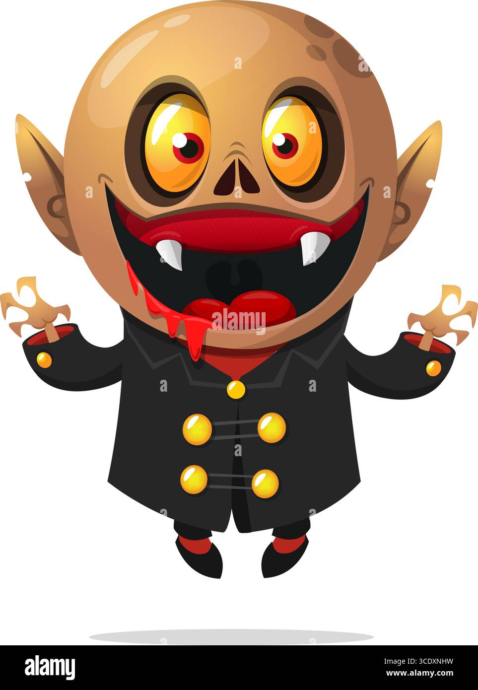 Cute cartoon vampire smiling. Vector illustration isolated. Halloween ...