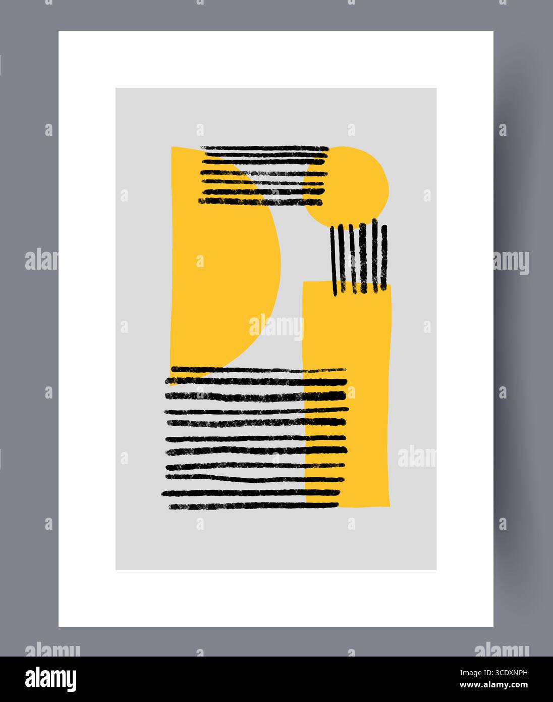 An Abstract Geometric Composition Featuring Bold Yellow and Striking Black Elements Stock Photo